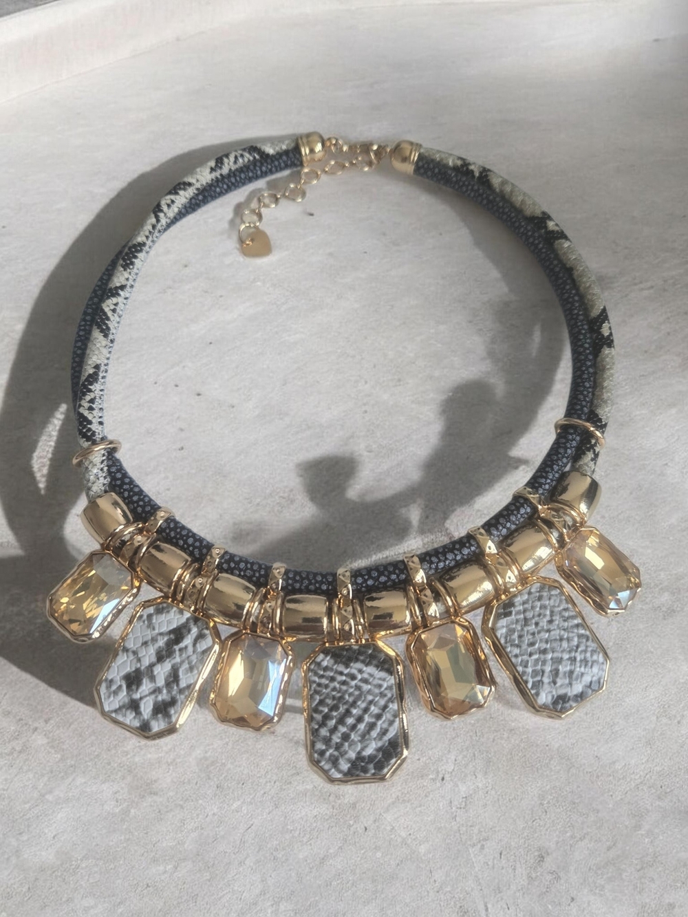 Aldo Gold and Gray Statement Collar Necklace